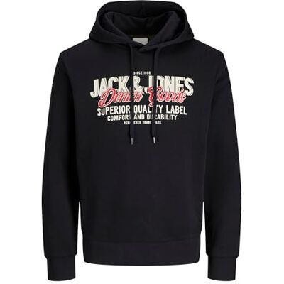 12279649-4783785 JACK & JONES Męska bluza Jjelogo Sweat Hood 2 Col 25/26 Noos, czarny, XS 12279649-4783785 JACK & JONES Męska bluza Jjelogo Sweat Hood 2 Col 25/26 Noos, czarny, XS