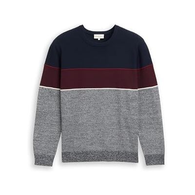 1048772 TOM TAILOR Sweter męski, 39273 – granatowy, czerwony, biały pasek, XXL 1048772 TOM TAILOR Sweter męski, 39273 – granatowy, czerwony, biały pasek, XXL