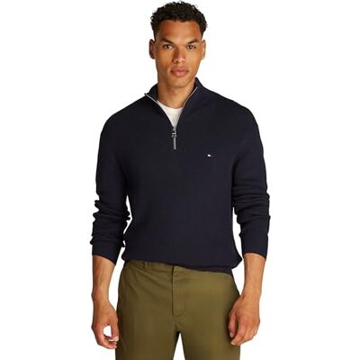MW0MW38601 Tommy Hilfiger Męski sweter z zamkiem błyskawicznym bluza z zamkiem do połowy, niebieski, 3XL, Niebieski (pustynne niebo), 3XL duże rozmiary MW0MW38601 Tommy Hilfiger Męski sweter z zamkiem błyskawicznym bluza z zamkiem do połowy, niebieski, 3XL, Niebieski (pustynne niebo), 3XL duże rozmiary