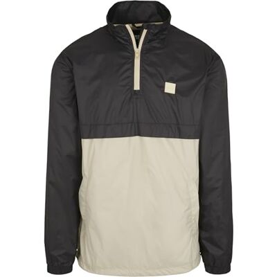 TB2748 Urban Classics Kurtka m?ska Windbreaker Pull Over Jacket Stand Up Collar, Black/Concrete, XL TB2748 Urban Classics Kurtka m?ska Windbreaker Pull Over Jacket Stand Up Collar, Black/Concrete, XL
