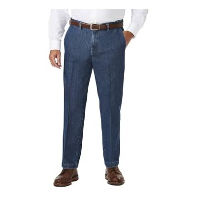 HD90275 Haggar Męskie spodnie rekreacyjne Classic Fit Denim Pants Regular and Big & Tall Sizes, średni niebieski, 48W / 32L HD90275 Haggar Męskie spodnie rekreacyjne Classic Fit Denim Pants Regular and Big & Tall Sizes, średni niebieski, 48W / 32L