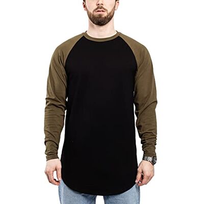 900000179-M Blackskies Baseball Z Długim Rękawem T-Shirt Mężczyźni Moda Raglan Mężczyzna Okrągła Koszulka Oversize Longshirt S M L XL, Czarno-oliwkowy, M wysoki 900000179-M Blackskies Baseball Z Długim Rękawem T-Shirt Mężczyźni Moda Raglan Mężczyzna Okrągła Koszulka Oversize Longshirt S M L XL, Czarno-oliwkowy, M wysoki