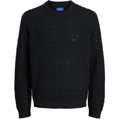 12283912-4832786 JACK & JONES Jorgramercy Knit Pointelle Crew Neck, czarny, L 12283912-4832786 JACK & JONES Jorgramercy Knit Pointelle Crew Neck, czarny, L