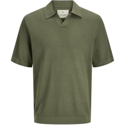 12275521-4754474 JACK & JONES Jprbluoliver Knit Split Neck męski, four leaf clover, M 12275521-4754474 JACK & JONES Jprbluoliver Knit Split Neck męski, four leaf clover, M