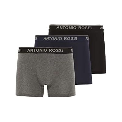 AR-3 ANTONIO ROSSI Męskie dopasowane bokserki hipsterskie męskie bokserki wielopak z elastycznym paskiem bogata w bawełnę, wygodna bielizna męska, Czarny/szary/granatowy (3 szt.), S AR-3 ANTONIO ROSSI Męskie dopasowane bokserki hipsterskie męskie bokserki wielopak z elastycznym paskiem bogata w bawełnę, wygodna bielizna męska, Czarny/szary/granatowy (3 szt.), S
