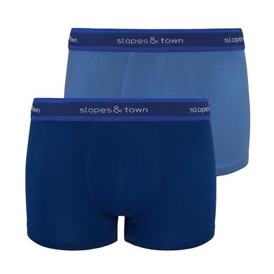 STBSHBLSKY Slopes and Town Bamboo Bokserki szorty Navy Blue/Sky Blue (2 sztuki), niebieski, S STBSHBLSKY Slopes and Town Bamboo Bokserki szorty Navy Blue/Sky Blue (2 sztuki), niebieski, S