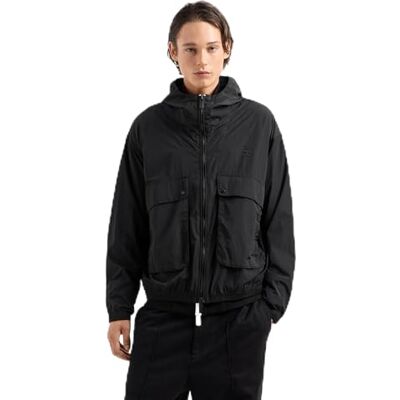 6DZBL7ZN5HZ1200 Armani Exchange Męska kurtka Letterman Badging Hooded Zip Up Windbreaker Blouson Jacket, czarny, XXL 6DZBL7ZN5HZ1200 Armani Exchange Męska kurtka Letterman Badging Hooded Zip Up Windbreaker Blouson Jacket, czarny, XXL