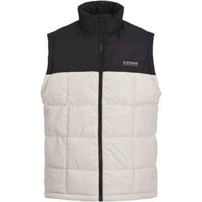 12264973 JACK&JONES PLUS Męska kamizelka pikowana Jjben Square Bodywarmer Pls, Promień księżyca/szczegół: blokowanie, 4XL 12264973 JACK&JONES PLUS Męska kamizelka pikowana Jjben Square Bodywarmer Pls, Promień księżyca/szczegół: blokowanie, 4XL