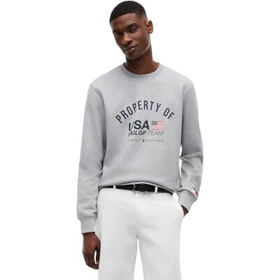 MW0MW45092P01XS Tommy Hilfiger Męska bluza US SAILGP PROPERTY OF USA CREW MW0MW45092, szara, XS MW0MW45092P01XS Tommy Hilfiger Męska bluza US SAILGP PROPERTY OF USA CREW MW0MW45092, szara, XS