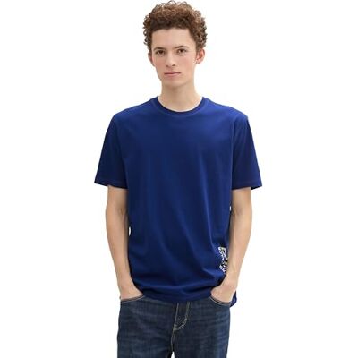 1044754 TOM TAILOR Denim Męski Basic Fit T-shirt z logo, 35788 Space Cadet Blue, XS 1044754 TOM TAILOR Denim Męski Basic Fit T-shirt z logo, 35788 Space Cadet Blue, XS