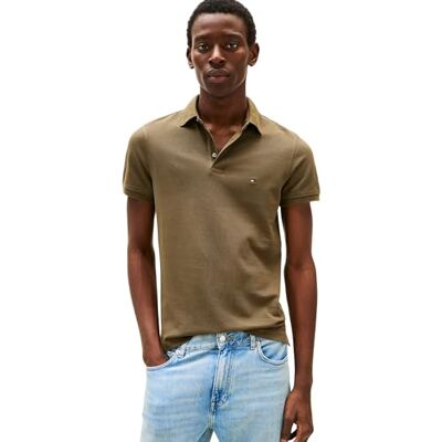 MW0MW17771 Tommy Hilfiger Męska koszulka polo z krótkim rękawem 1985 Slim Fit, Khaki (zieleń wojskowa), XXL MW0MW17771 Tommy Hilfiger Męska koszulka polo z krótkim rękawem 1985 Slim Fit, Khaki (zieleń wojskowa), XXL