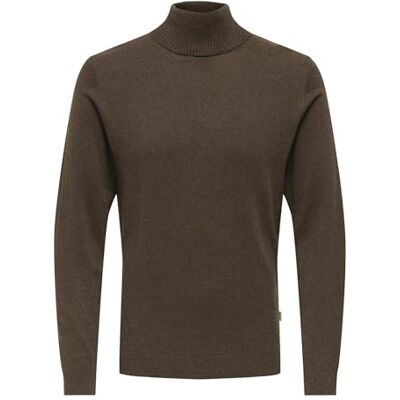 22030071-4783101 ONLY & SONS Onsloui Reg 12 Mel Roll Knit Noos, Coffee Bean, XXL 22030071-4783101 ONLY & SONS Onsloui Reg 12 Mel Roll Knit Noos, Coffee Bean, XXL