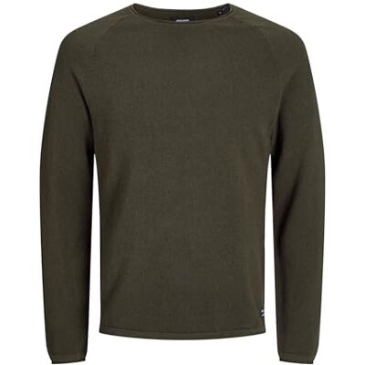 12157321 JACK & JONES Jjehill Knit Crew Neck Noos Sweter Mężczyźni, olive night, XS 12157321 JACK & JONES Jjehill Knit Crew Neck Noos Sweter Mężczyźni, olive night, XS