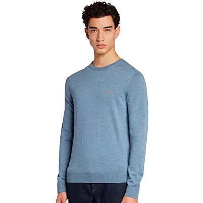 F4GF4081 Farah Męski sweter Mullen Wool Crew Neck, średni niebieski, XS F4GF4081 Farah Męski sweter Mullen Wool Crew Neck, średni niebieski, XS