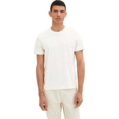 1034878 TOM TAILOR Męskie T-shirt , 31266 Off White Multicolor Design, L 1034878 TOM TAILOR Męskie T-shirt , 31266 Off White Multicolor Design, L