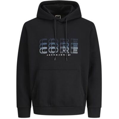 12284536-4845296 JACK & JONES Jcofusion Branding Sweat Hood, czarny, M 12284536-4845296 JACK & JONES Jcofusion Branding Sweat Hood, czarny, M