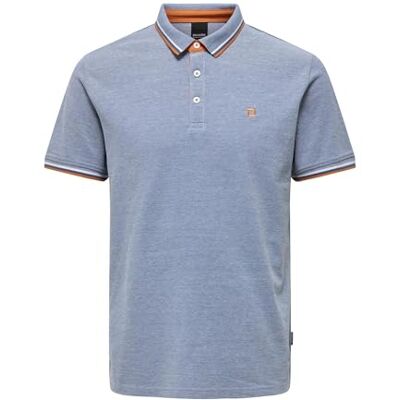 22024827 ONLY & SONS Onsfletcher Slim Ss Polo Noos męska koszulka polo, niebieski (medium blue denim), M 22024827 ONLY & SONS Onsfletcher Slim Ss Polo Noos męska koszulka polo, niebieski (medium blue denim), M