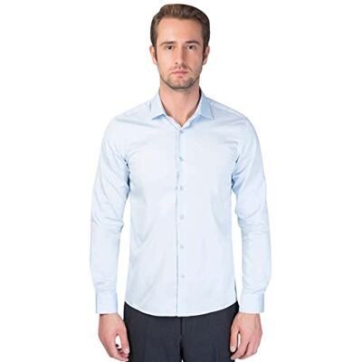 TRUKI100049 Bonamaison Męska koszulka z długim rękawem Button Down Shirt, błękitna, standardowa TRUKI100049 Bonamaison Męska koszulka z długim rękawem Button Down Shirt, błękitna, standardowa