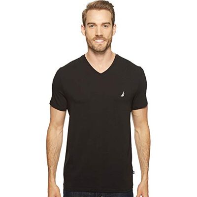 V71008-0TB-Tr Blck-L Nautica Męska koszulka z krótkim rękawem Solid Slim Fit V-Neck, czarny (True Black), L V71008-0TB-Tr Blck-L Nautica Męska koszulka z krótkim rękawem Solid Slim Fit V-Neck, czarny (True Black), L