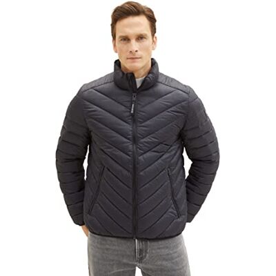 1037222 Lekka pikowana kurtka męska TOM TAILOR z nadrukiem, 32143-czarny minimalistyczny design, L 1037222 Lekka pikowana kurtka męska TOM TAILOR z nadrukiem, 32143-czarny minimalistyczny design, L