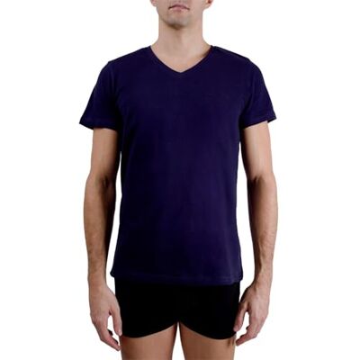 PCA/1/TVC/SIG/NV pierre cardin underwear Bawełniana koszulka męska, podpis, dekolt w serek z haftem, szary, granatowy, M PCA/1/TVC/SIG/NV pierre cardin underwear Bawełniana koszulka męska, podpis, dekolt w serek z haftem, szary, granatowy, M