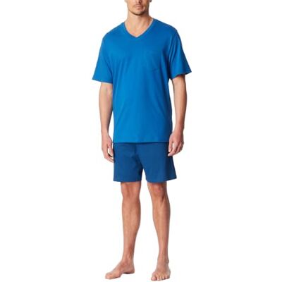181153 Schiesser Męska piżama krótka dekolt w serek zestaw Nightwear, akwarium, 52 181153 Schiesser Męska piżama krótka dekolt w serek zestaw Nightwear, akwarium, 52