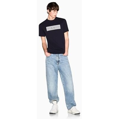 XM002472 Armani Exchange Men's 3D Printed Big Front Logo T-shirt, niebieski, L XM002472 Armani Exchange Men's 3D Printed Big Front Logo T-shirt, niebieski, L