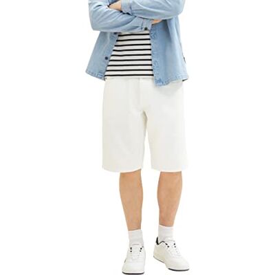 1036290 TOM TAILOR Męskie spodenki jeansowe bermudy, 10101 White Denim, 32 1036290 TOM TAILOR Męskie spodenki jeansowe bermudy, 10101 White Denim, 32