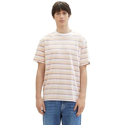 1040869 TOM TAILOR Denim T-shirt męski, 34983 Peach Multi Stripe, XS 1040869 TOM TAILOR Denim T-shirt męski, 34983 Peach Multi Stripe, XS