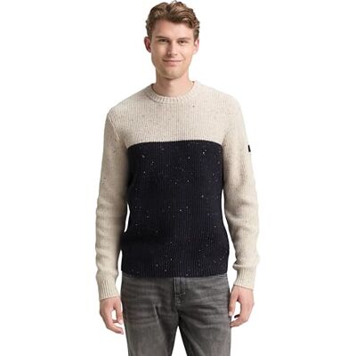 1048712 TOM TAILOR Sweter męski, 39360 Offwhite Navy Color Block, 3XL 1048712 TOM TAILOR Sweter męski, 39360 Offwhite Navy Color Block, 3XL