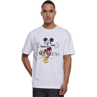 MT2855 Mister Tee Upscale T-shirt unisex Disney 100 Mickey Happiness Oversize, uniseks, t-shirt z nadrukiem, oversized fit, biały, M MT2855 Mister Tee Upscale T-shirt unisex Disney 100 Mickey Happiness Oversize, uniseks, t-shirt z nadrukiem, oversized fit, biały, M