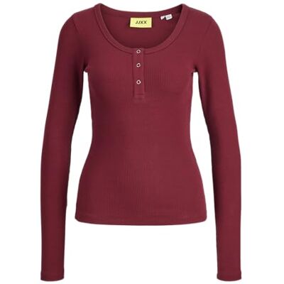12282543-4826210 JACK & JONES Jxfatima Ls Button Rib Top JRS, Cabernet, L 12282543-4826210 JACK & JONES Jxfatima Ls Button Rib Top JRS, Cabernet, L