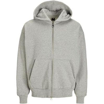 12272878-4741826 JACK & JONES Jcoblanks Heavy Sweat Zip Hood męska bluza z kapturem, jasnoszary melanżowy, M 12272878-4741826 JACK & JONES Jcoblanks Heavy Sweat Zip Hood męska bluza z kapturem, jasnoszary melanżowy, M