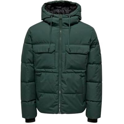 22029661 ONLY & SONS Onselijah Pckt. Hood Jacket OTW kurtka puchowa męska, Darkest Spruce, S 22029661 ONLY & SONS Onselijah Pckt. Hood Jacket OTW kurtka puchowa męska, Darkest Spruce, S