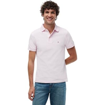 MW0MW17772 Tommy Hilfiger Męska koszulka polo z krótkim rękawem 1985 Slim Fit, Różowy (jasnoróżowy), L MW0MW17772 Tommy Hilfiger Męska koszulka polo z krótkim rękawem 1985 Slim Fit, Różowy (jasnoróżowy), L