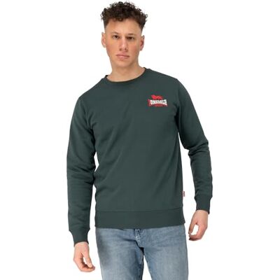 117136 Lonsdale Męska bluza z okrągłym dekoltem wąski krój LYMPSTONE, Bottle Green/Red/Ecru, S, Bottle Green/Red/Ecru, S 117136 Lonsdale Męska bluza z okrągłym dekoltem wąski krój LYMPSTONE, Bottle Green/Red/Ecru, S, Bottle Green/Red/Ecru, S
