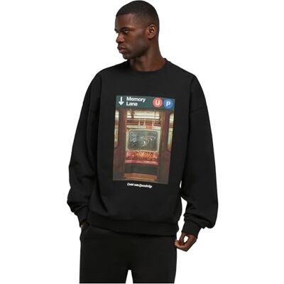 MT3596-00007-0042 Mister Tee Memory Lane Oversize Crewneck L Black, czarny, L MT3596-00007-0042 Mister Tee Memory Lane Oversize Crewneck L Black, czarny, L
