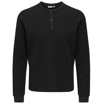 22034267-4922364 Onstobie Reg Ls Henley Tee Noos, czarny, S 22034267-4922364 Onstobie Reg Ls Henley Tee Noos, czarny, S
