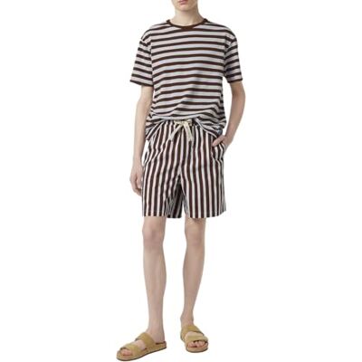 180046 Relaxed-Fit Waffle Striped T-Shirt, Cold Brew/Sky Blue Stripe 210, XXL 180046 Relaxed-Fit Waffle Striped T-Shirt, Cold Brew/Sky Blue Stripe 210, XXL