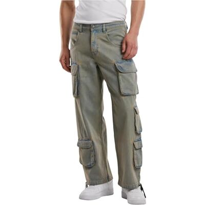 TB7322-19925 Urban Classics Męskie spodnie cargo Multi Pocket Denim Cargo, luźne męskie spodnie cargo, proste nogawki, rozmiary 28-38, New Light Blue Dirty Washed, 32 TB7322-19925 Urban Classics Męskie spodnie cargo Multi Pocket Denim Cargo, luźne męskie spodnie cargo, proste nogawki, rozmiary 28-38, New Light Blue Dirty Washed, 32
