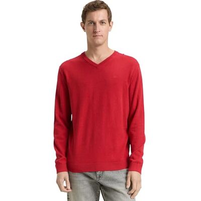 1039811 TOM TAILOR Sweter męski, 13686 Salsa Red Non-solid, XS 1039811 TOM TAILOR Sweter męski, 13686 Salsa Red Non-solid, XS
