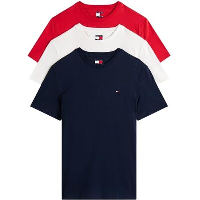 DM0DM215790XPXS Tommy Jeans Męskie t-shirty z krótkim rękawem z bawełny, 3 sztuki, Multi (Ecru/Dark Night Navy/Red Alert), XS DM0DM215790XPXS Tommy Jeans Męskie t-shirty z krótkim rękawem z bawełny, 3 sztuki, Multi (Ecru/Dark Night Navy/Red Alert), XS