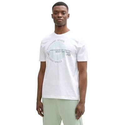 1043491 TOM TAILOR Denim T-shirt męski, 10991 Knit White, L 1043491 TOM TAILOR Denim T-shirt męski, 10991 Knit White, L
