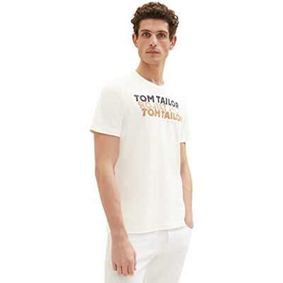 1036426 TOM TAILOR T-shirt męski z nadrukiem, 10332 – Off White, S 1036426 TOM TAILOR T-shirt męski z nadrukiem, 10332 – Off White, S