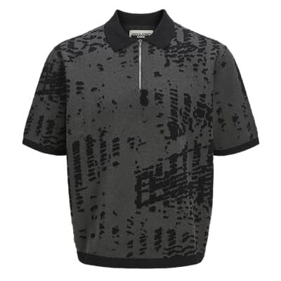 12272468-4743235 Jcolloyd Knit Ss żakardowa bluza polo z zamkiem błyskawicznym, asfaltowy, L 12272468-4743235 Jcolloyd Knit Ss żakardowa bluza polo z zamkiem błyskawicznym, asfaltowy, L