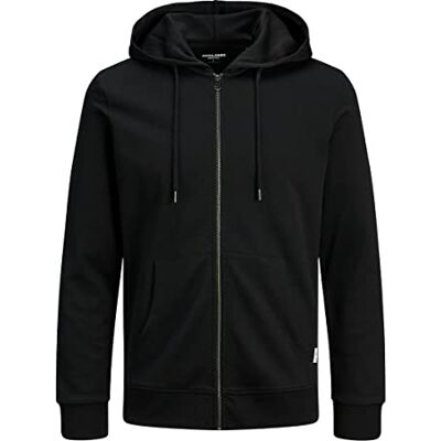 JACK & JONES Męska bluza z kapturem z zamkiem błyskawicznym, jednokolorowa, z zamkiem błyskawicznym JACK & JONES Męska bluza z kapturem z zamkiem błyskawicznym, jednokolorowa, z zamkiem błyskawicznym