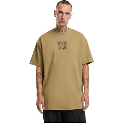TB4137 Urban Classics Męski T-shirt z chińskim napisem na przodzie i plecach, chiński symbol herbaty, top dla mężczyzn dostępny w 2 kolorach, rozmiary S-5XL, khaki/czarny., S TB4137 Urban Classics Męski T-shirt z chińskim napisem na przodzie i plecach, chiński symbol herbaty, top dla mężczyzn dostępny w 2 kolorach, rozmiary S-5XL, khaki/czarny., S
