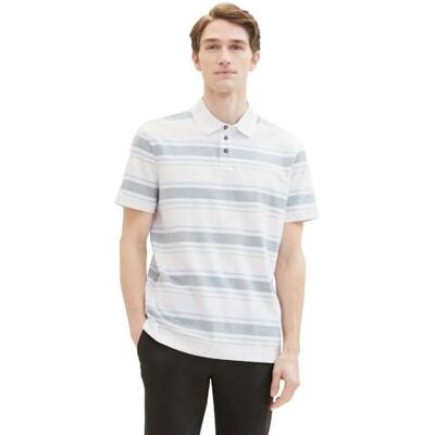 1040917 TOM TAILOR Męska koszulka polo, 35043 White Multi Stripe, M 1040917 TOM TAILOR Męska koszulka polo, 35043 White Multi Stripe, M