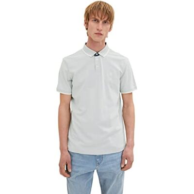 1035900 TOM TAILOR Męska koszulka polo z haftem logo, 30898 – lodowy błękit złamana biel dwukolorowy, M 1035900 TOM TAILOR Męska koszulka polo z haftem logo, 30898 – lodowy błękit złamana biel dwukolorowy, M