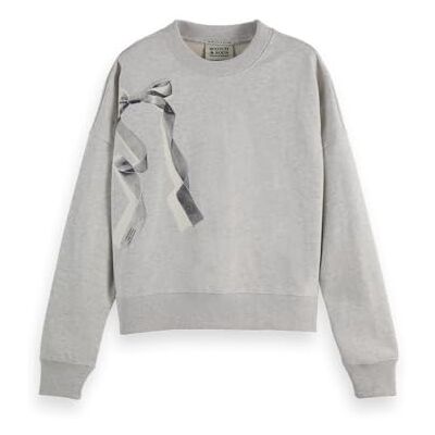 U9E00871T Scotch & Soda Bluza z grafiką klatki piersiowej, Jasnoszary melanż U051, XL U9E00871T Scotch & Soda Bluza z grafiką klatki piersiowej, Jasnoszary melanż U051, XL